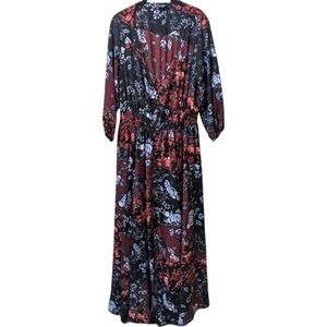 City Chic Floral Smocked Waist "Puzzle Piece" 3/4 Sleeved Maxi Dress (12)